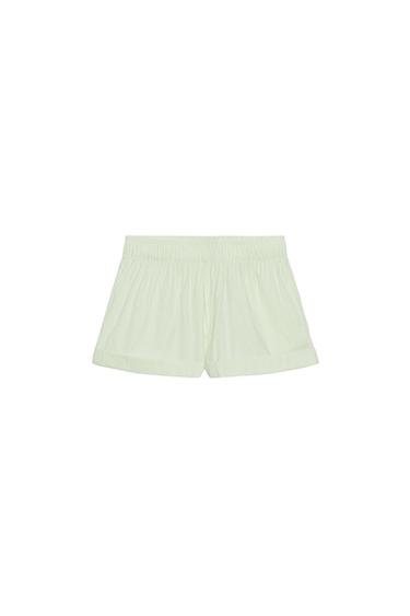 SHORT EN POPELINE À RAYURES - Vert/Blanc de Zara