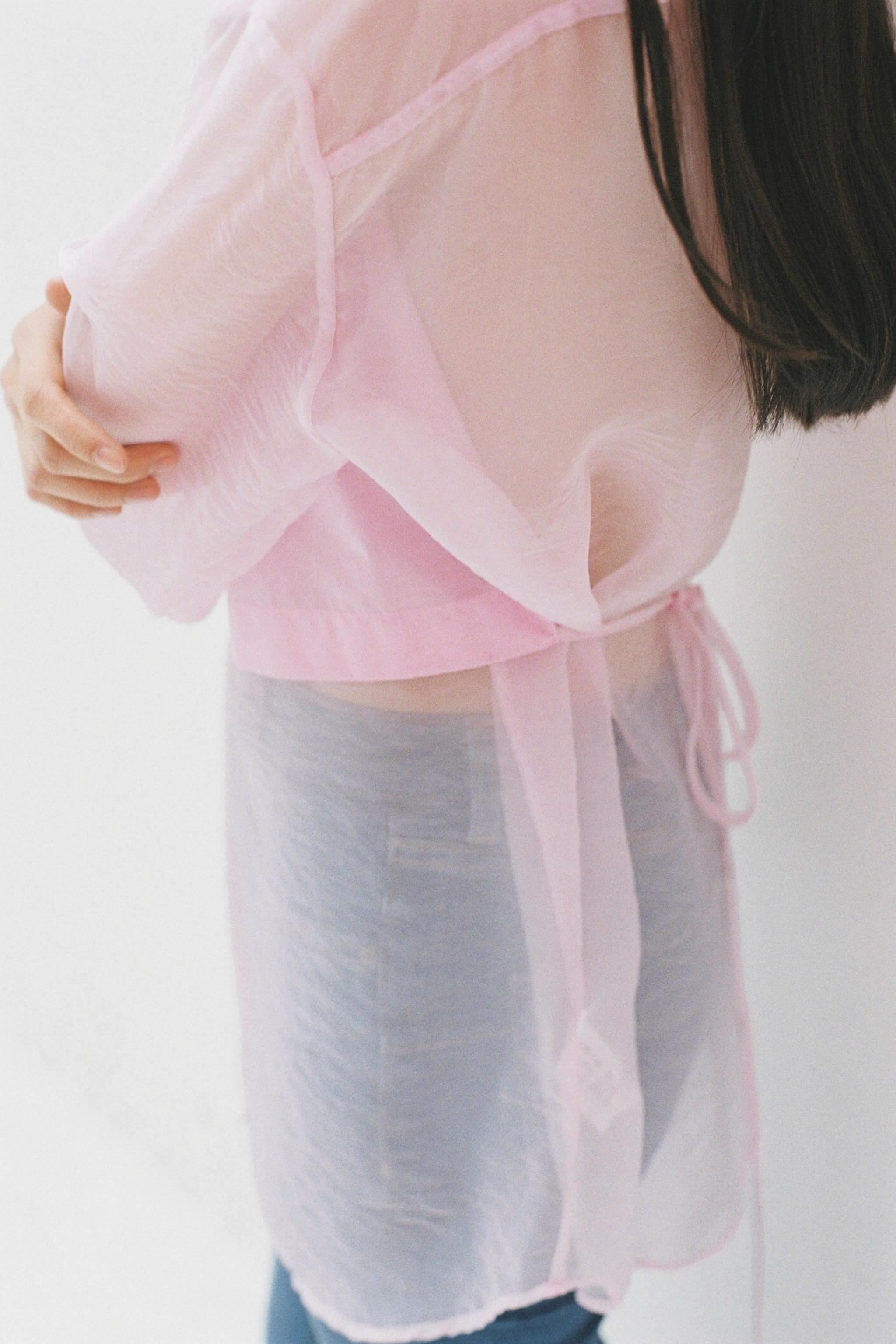 オーバーサイズ コンビ オーガンザシャツ - ピンク | ZARA Japan