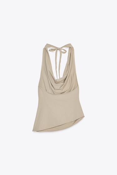 DYED EFFECT HALTER TOP - Sand by Zara - Image 5