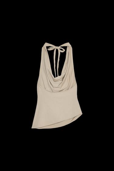 HALTER-TOP MIT FÄRBEEFFEKT - Sandfarben von Zara