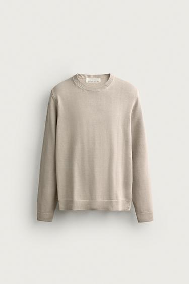 COTTON REGULAR FIT JUMPER - Grey green by Zara