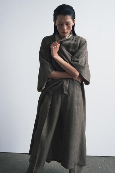 Zara Açık kahverengi - DESENLİ KABAN ZW COLLECTION
