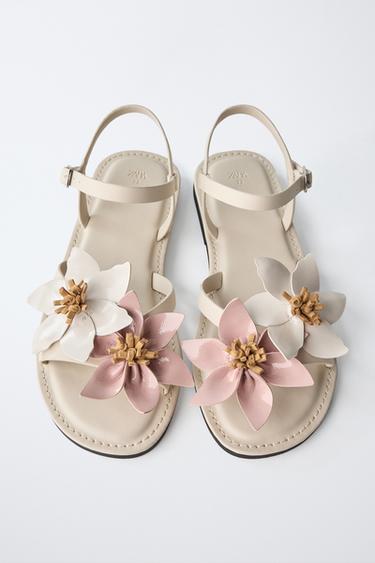 3D FLOWER SANDALS - Ecru White by Zara - Image 3