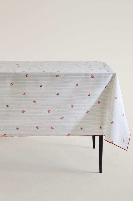 RESIN COTTON TABLECLOTH WITH CRAB PRINT - Ecru by Zara - Image 0