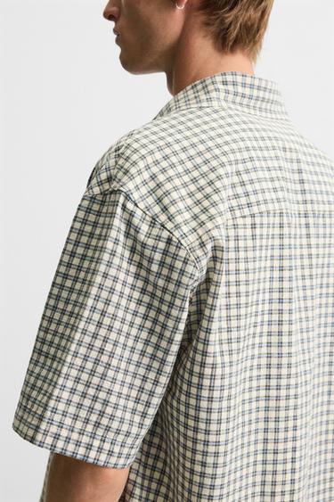 BOXY FIT CHECK SHIRT - Blue by Zara - Image 5