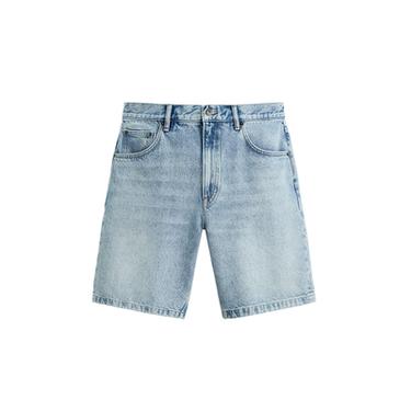 Zara REGULAR FIT DENIM SHORTS - Light blue