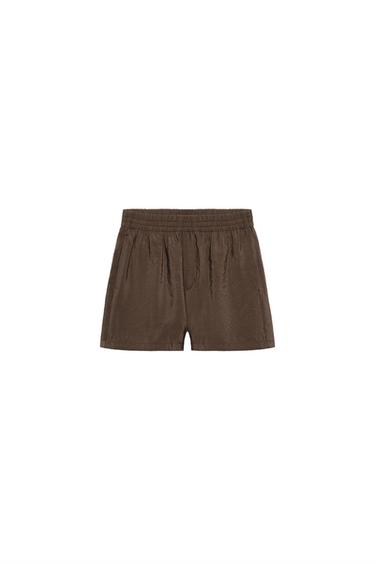 RELAXED SHORTS WITH ELASTIC WAIST - Dark brown by Zara