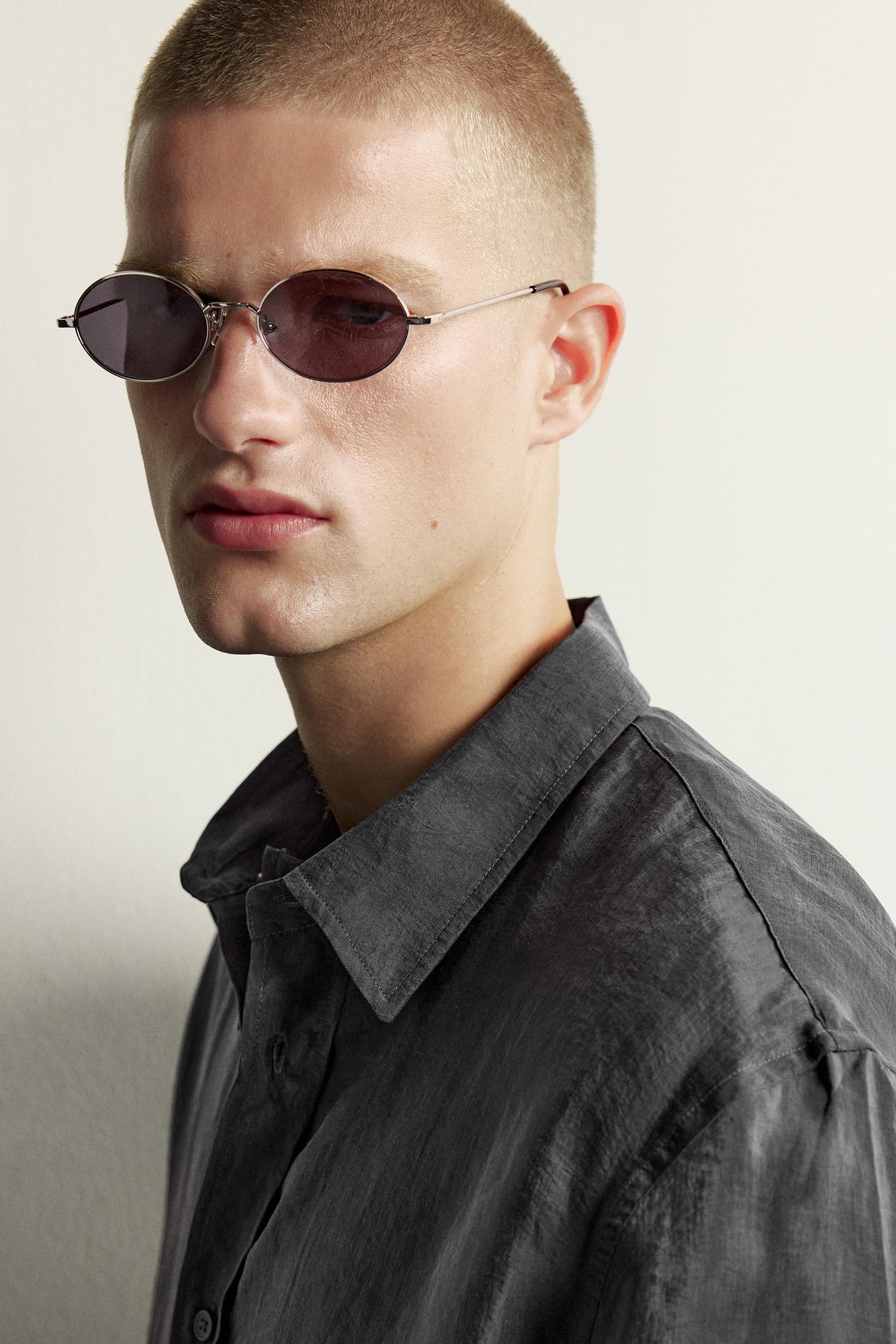 Мужская рубашка Zara Fluid Boxy Fit, цвет: Серый — фото 5