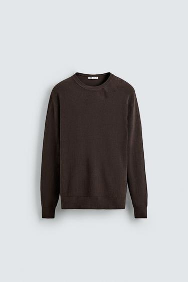 PULL EN MAILLE PERLÉE - Chocolat de Zara
