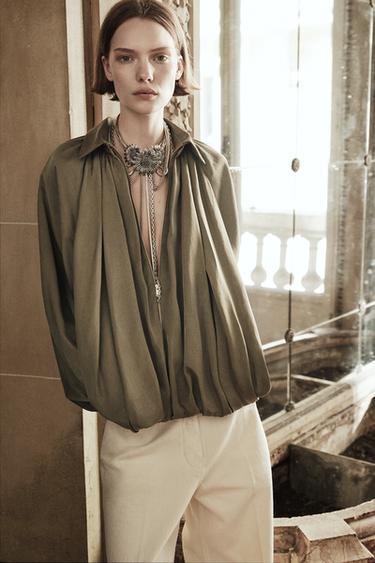 BOMBER BUFANTE ZW COLLECTION - Caqui-claro da Zara