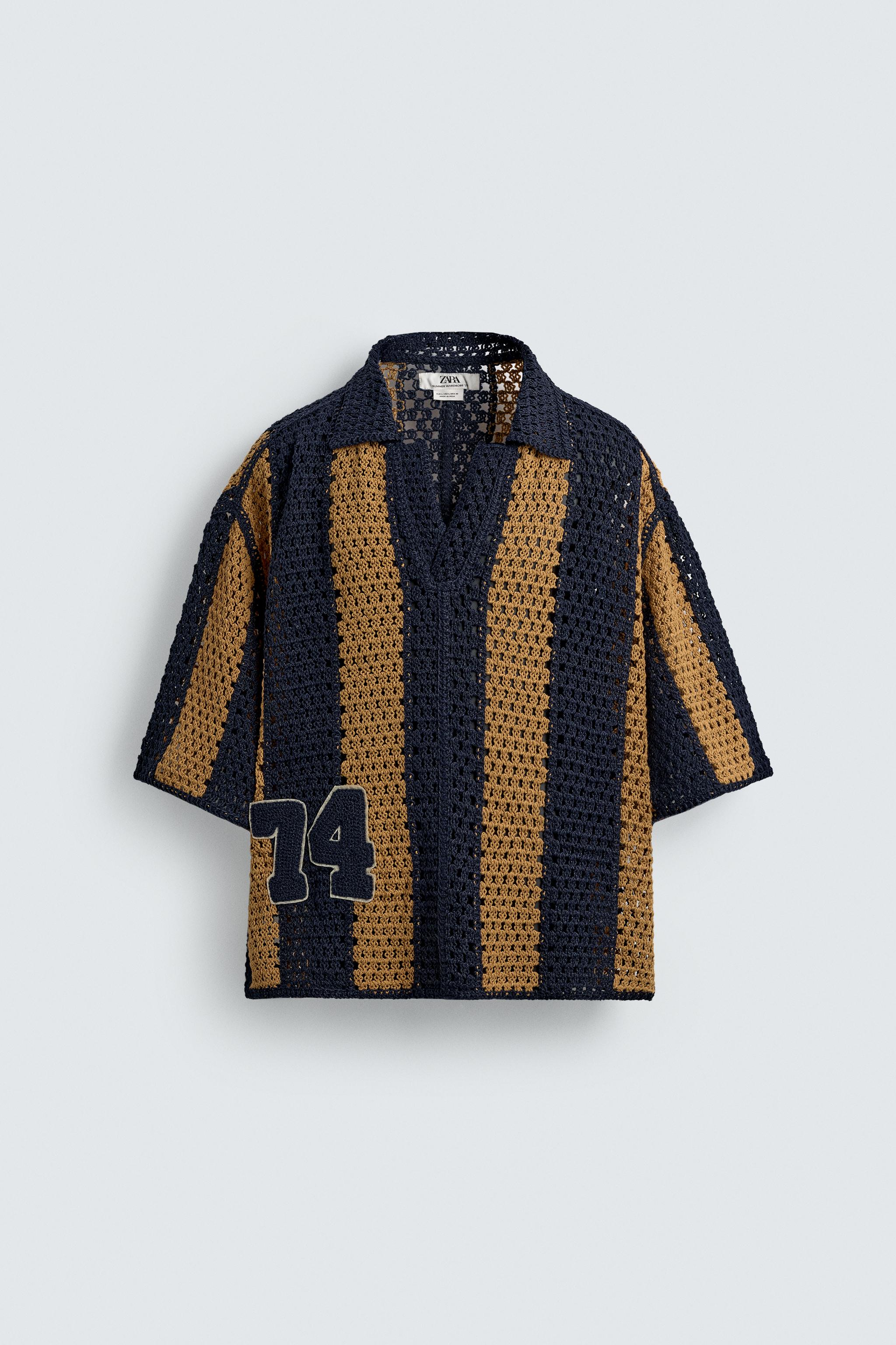 CROCHET PATCH SHIRT - Navy blue | ZARA United States CROCHET PATCH SHIRT - Navy blue | ZARA United States