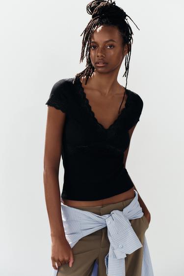 TOP COMBINADO ENCAIXE - Negro de Zara