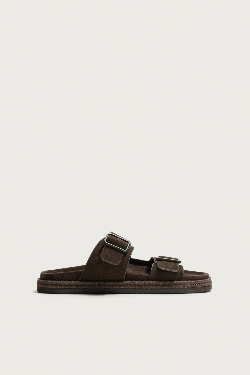 DOUBLE-STRAP LEATHER SANDALS