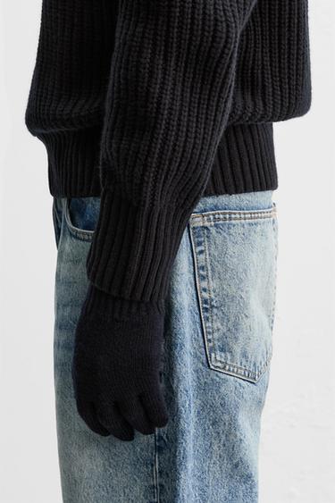 WOOL KNIT GLOVES - Dark navy by Zara - Image 0