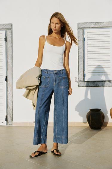 Z1975 HIGH-WAIST CULOTTE JEANS - Mid-blue by Zara