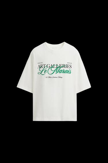 CAMISETA TEXTO ESTAMPADO - Blanco de Zara - Imagen 0