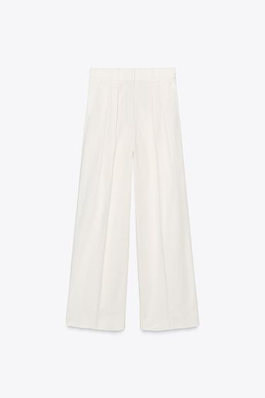 ZW COLLECTION TWILL DARTED TROUSERS - White by Zara - Image 1