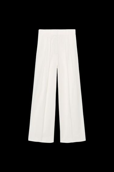 ZW COLLECTION TWILL DARTED TROUSERS - White by Zara - Image 0