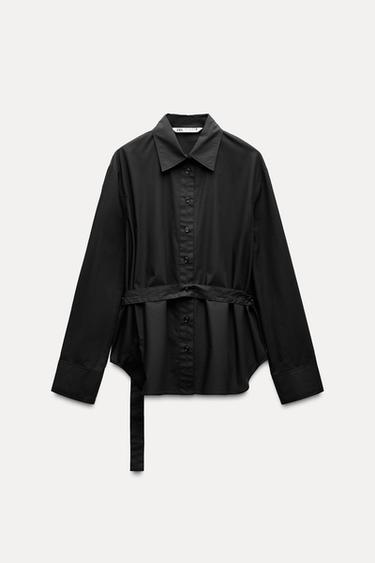 Zara POPLIN MULTIPOSITIONAL SHIRT ZW COLLECTION - Dark anthracite