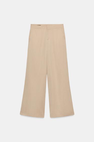 FLOWING PALAZZO TROUSERS - Ecru by Zara