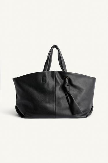 BOLSO SHOPPER PIEL - Negro de Zara