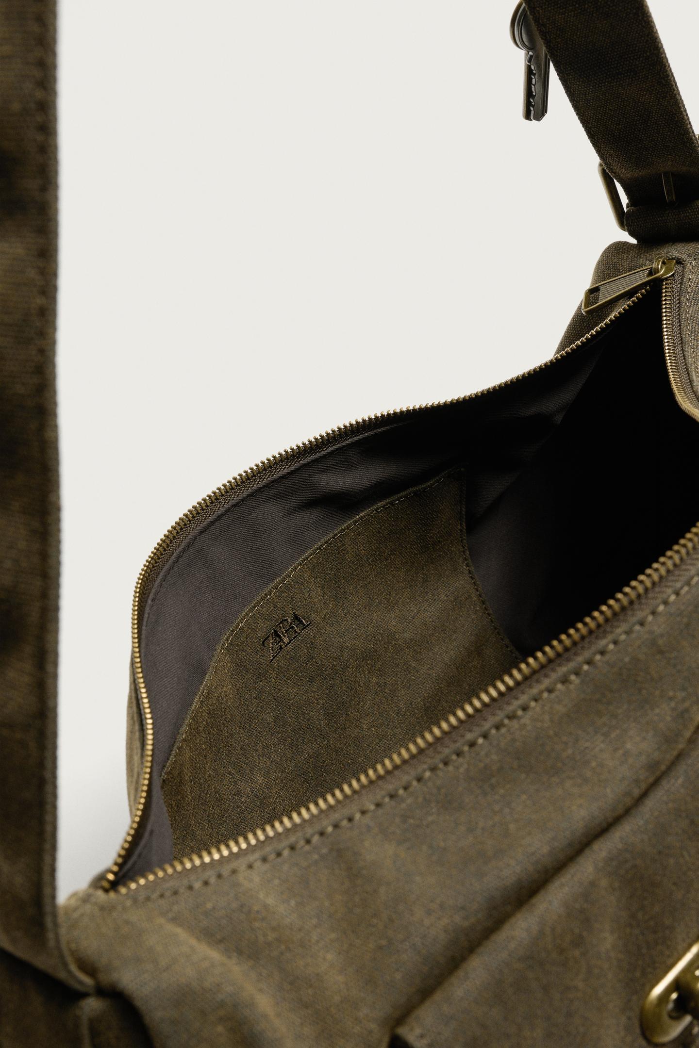 Мужская сумка Zara Fabric Shoulder, цвет: Коричневый — фото 7