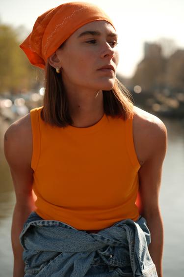 SJAALTJE MET PAISLEYPRINT - Oranje van Zara