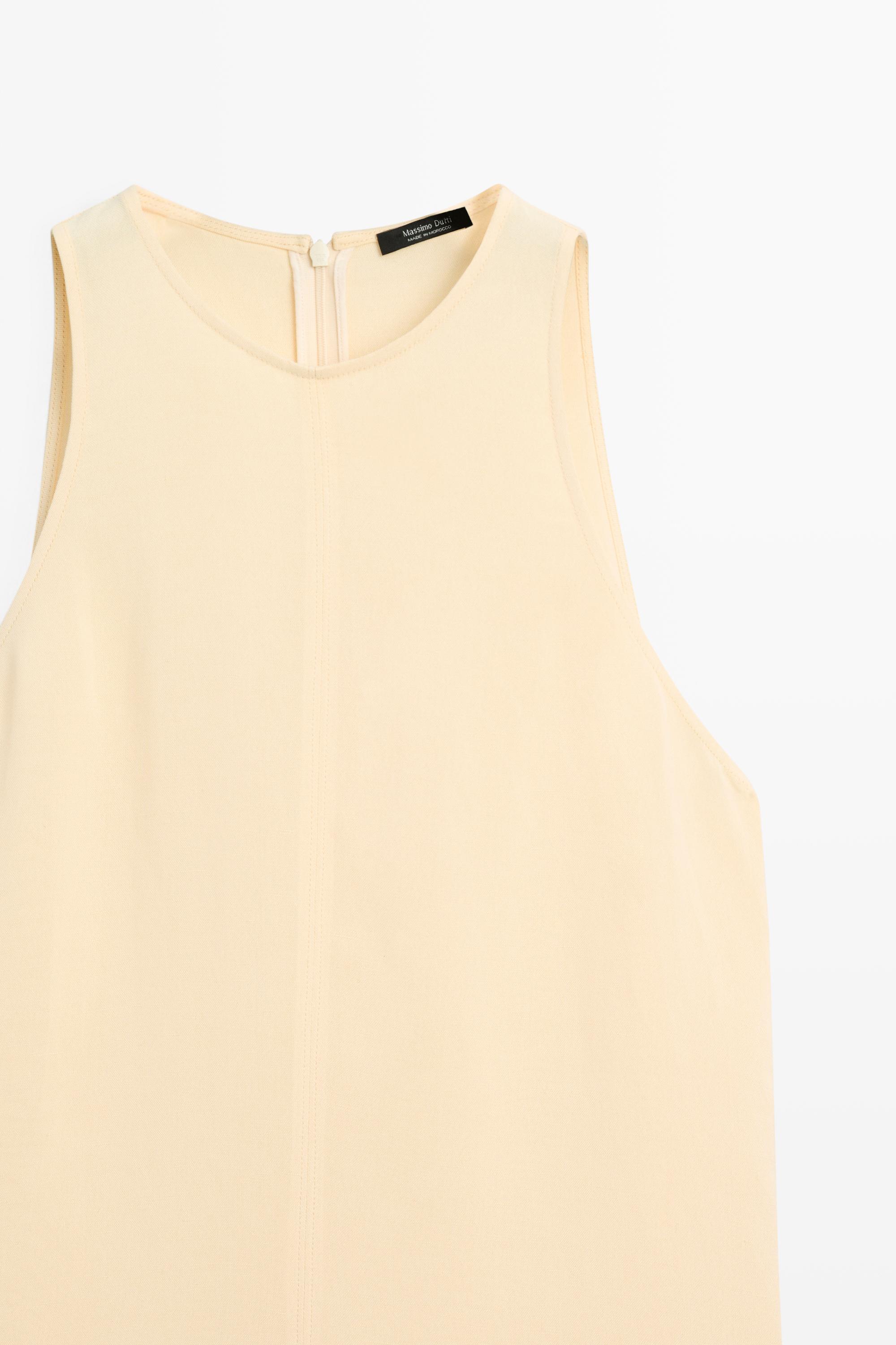 Flowing linen halter midi dress
