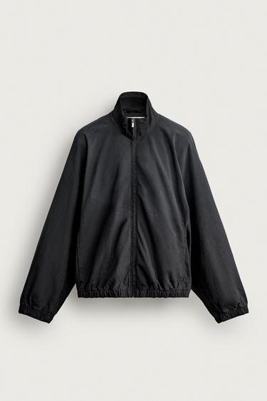 CAZADORA DENIM RELAXED FIT CREMALLERA - Negro de Zara - Imagen 0