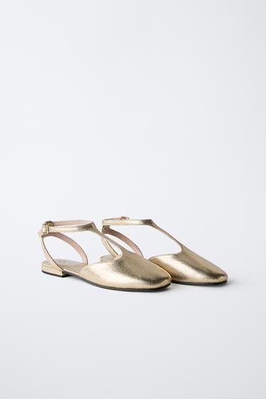 SLINGBACK SHOES - Gold by Zara
