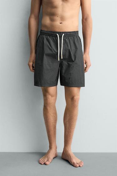 MAILLOT DE BAIN LONG À CARREAUX - Noir de Zara - Image 2