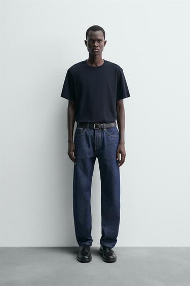 REGULAR FIT MEDIUM WEIGHT T-SHIRT - Navy blue by Zara - Image 0