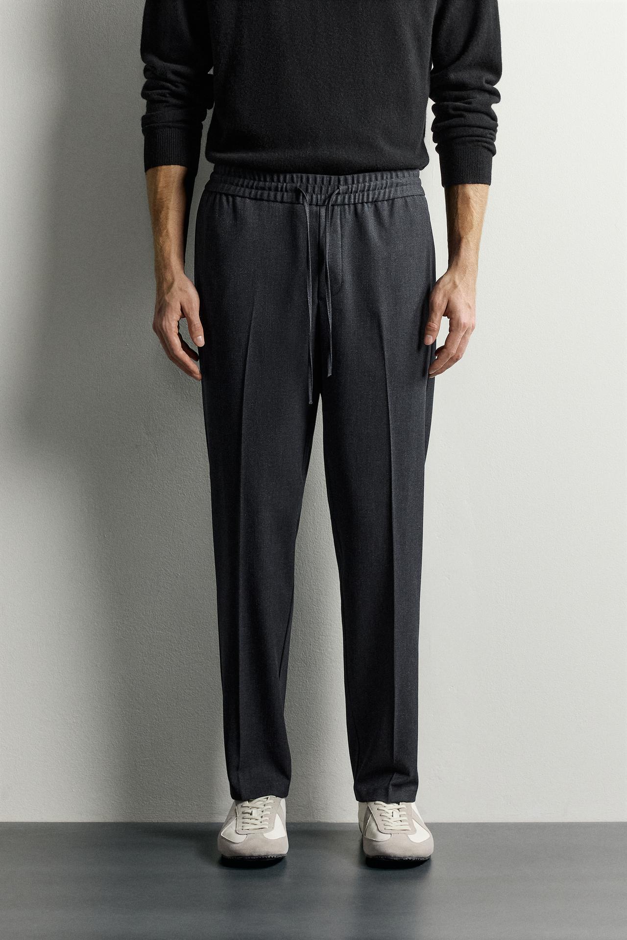 COMFORT JOGGER WAIST PANTS — Dark gray marl