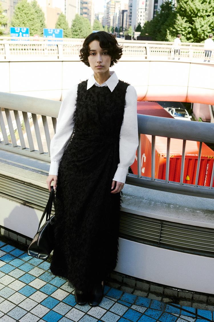 FRAYED MIDI DRESS
