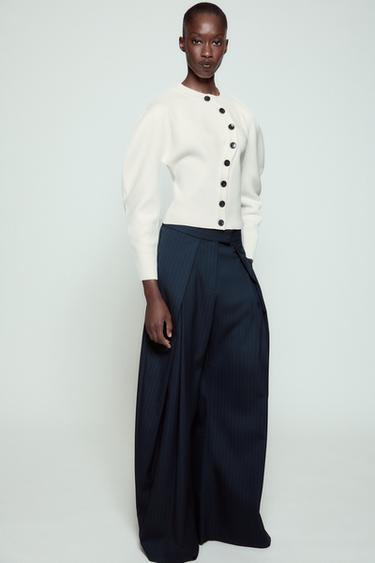 CHAQUETA CRUZADA PUNTO - Blanco de Zara