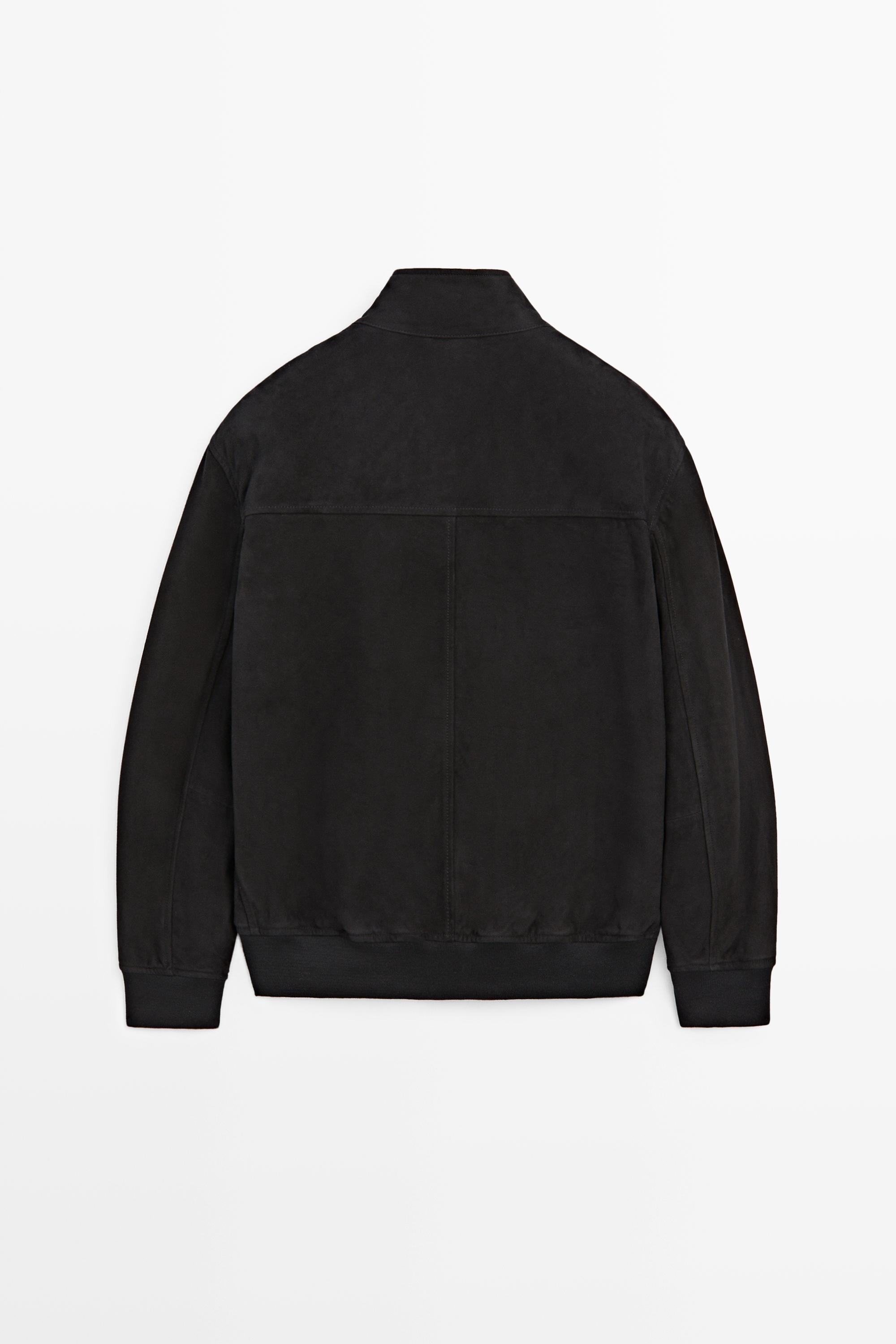 Blouson bomber en cuir effet daim
