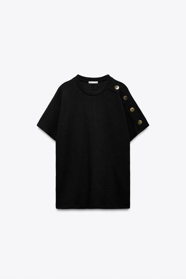 SOFT BUTTON TOP - Black by Zara - Image 3