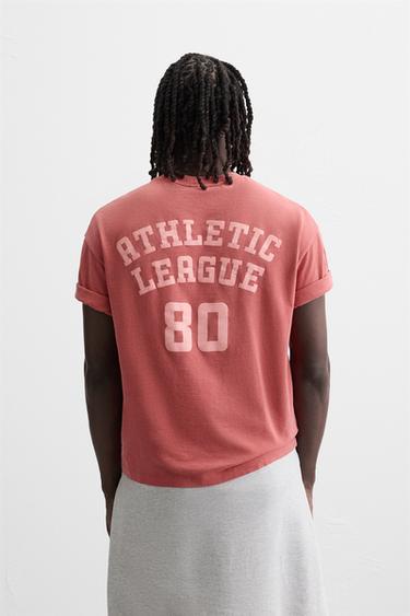 VARSITY FADED T-SHIRT - Red by Zara - Image 2