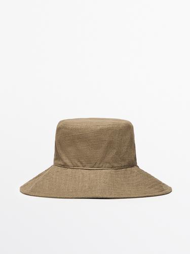 Zara Bucket hat with bow - Beige / Green - Image 0