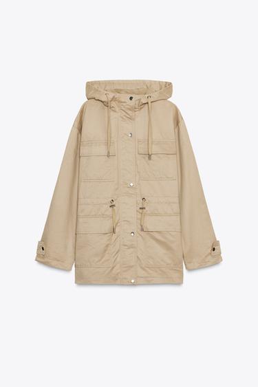 Zara HOODED MULTI-POCKET JACKET - taupe brown