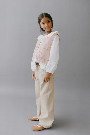 WAISTCOAT WITH EMBROIDERED FLORAL TEXTURE - Pale pink by Zara