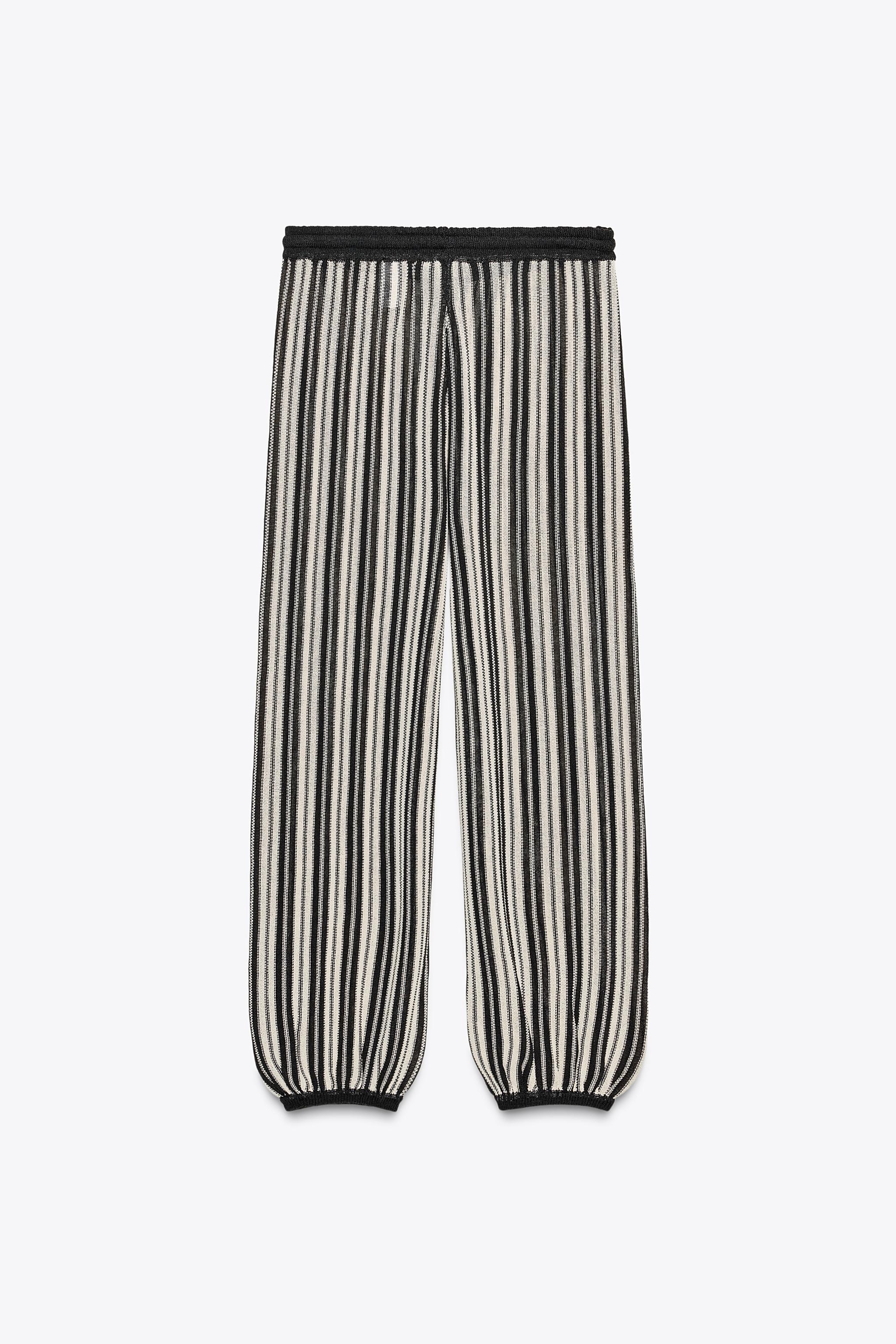 PANTALON RAYÉ À POIGNETS AVEC LIN