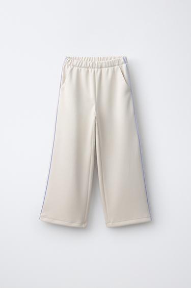 PANTALÓN WIDE LEG SPORTY VIVO RAYAS - Crudo de Zara