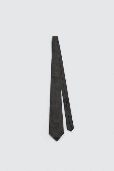 Zara 100% SILK POLKA DOT JACQUARD TIE - Brown