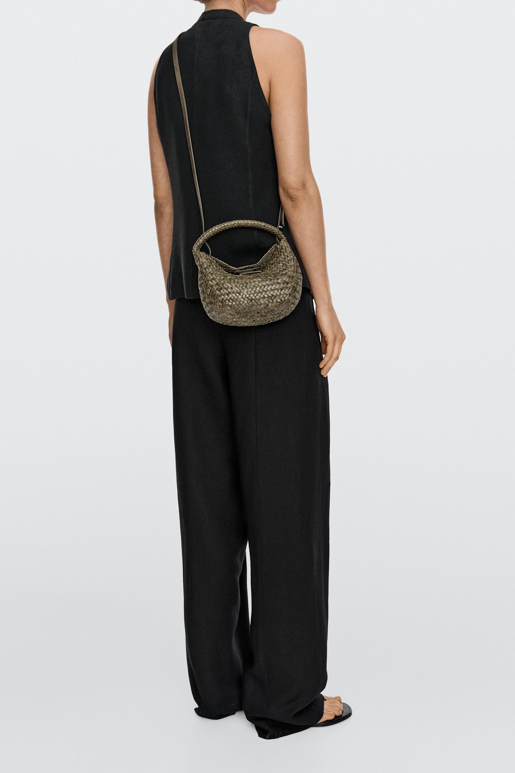 Mini sac tressé cuir nappa