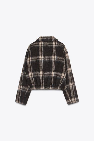 30% WOOL CHECK JACKET - Black by Zara - Image 4