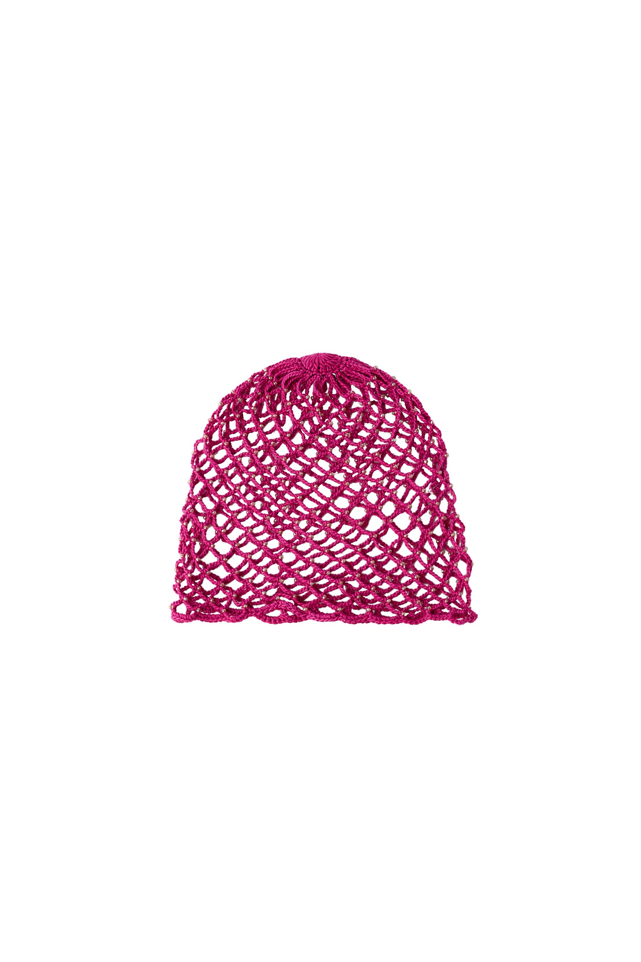 CROCHET KNIT BEADED CAP - Raspberry | ZARA United States