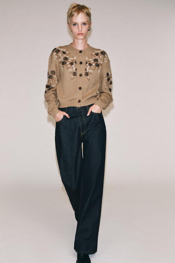 КЕСТЕ МЕН МОНШАҒЫ БАР ТОҚЫМА ЖАКЕТ - Таң Zara компаниясынан - Сурет 0