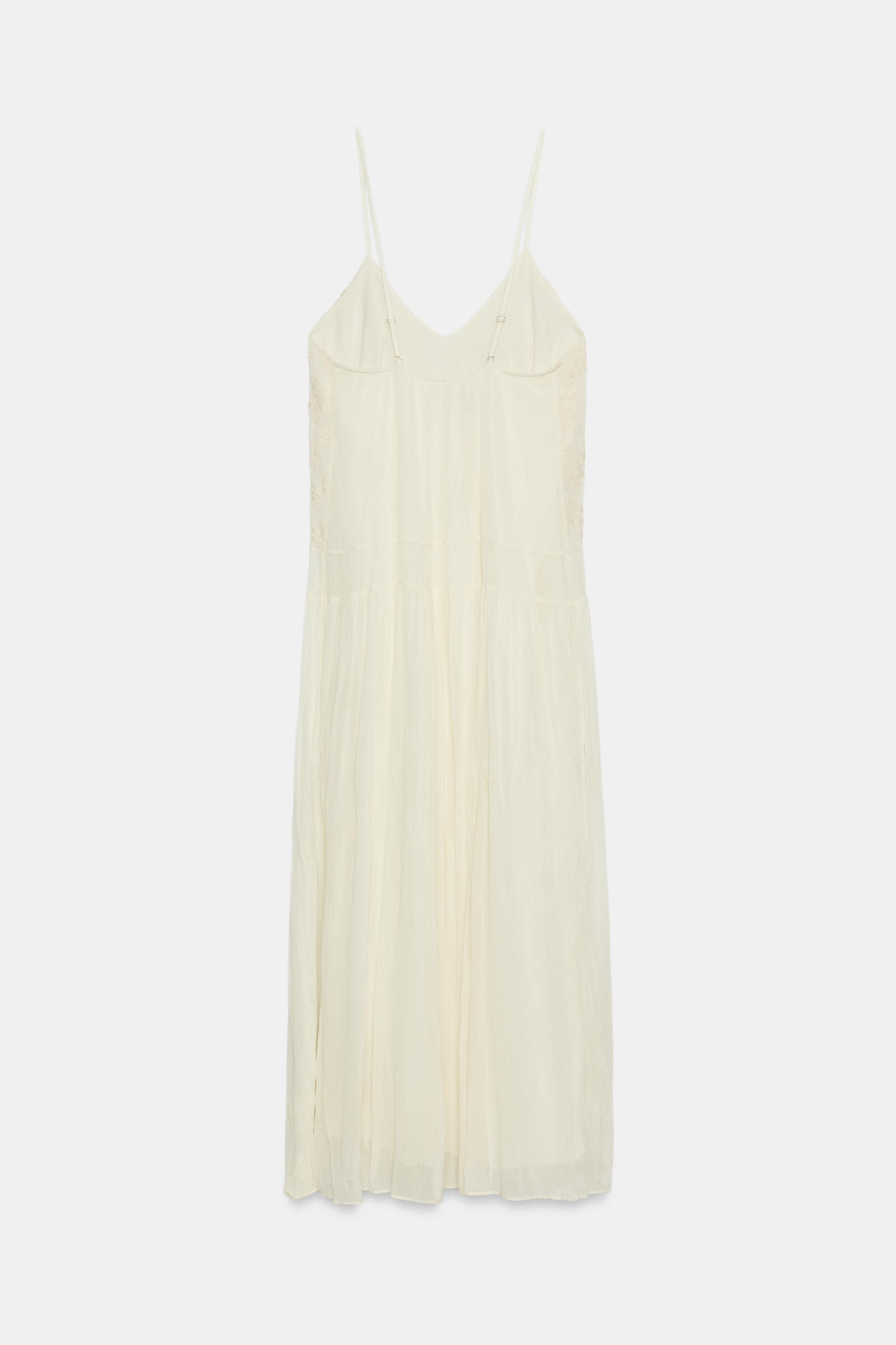 Женские платья Zara EMBROIDERED LINGERIE STYLE DRESS — фото 7