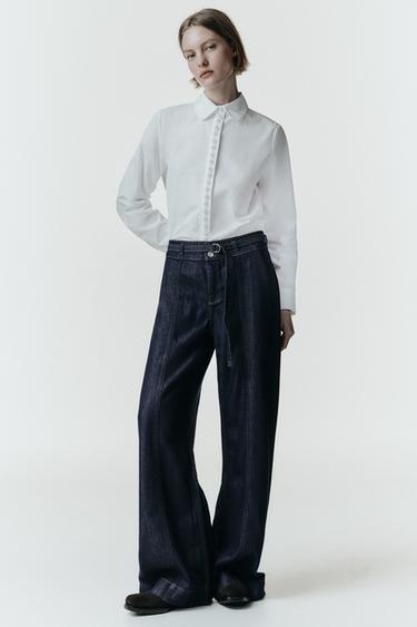 JEANS Z1975 BOOTCUT TIRO ALTO CINTURÓN - Azul de Zara